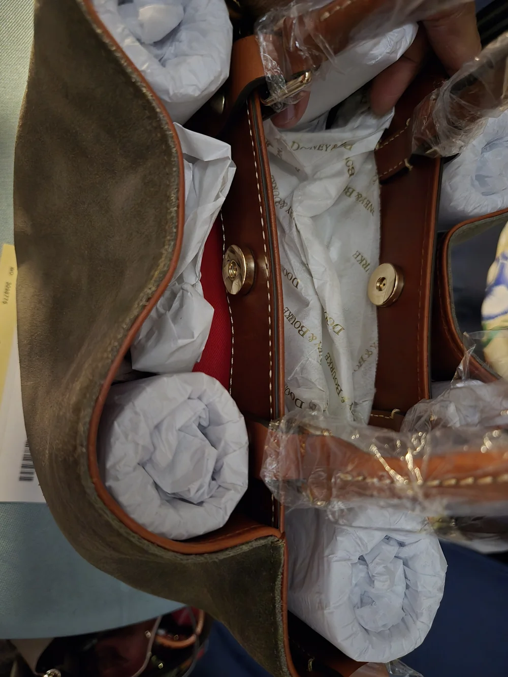 NWT. Beautiful Dooney & Bourke Moss Suede BARLOW with Brown Leather Trim - Picture 5 of 12